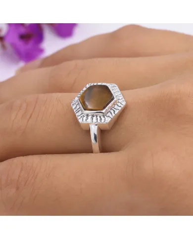 Tiger Eye Ring 925 Sterling Silver Handmade Solitaire Gemstone Jewelry
