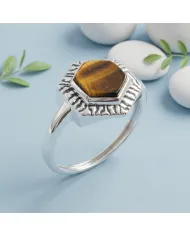 Tiger Eye Ring 925 Sterling Silver Handmade Solitaire Gemstone Jewelry