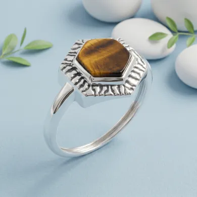 Tiger Eye Ring 925 Sterling Silver Handmade Solitaire Gemstone Jewelry
