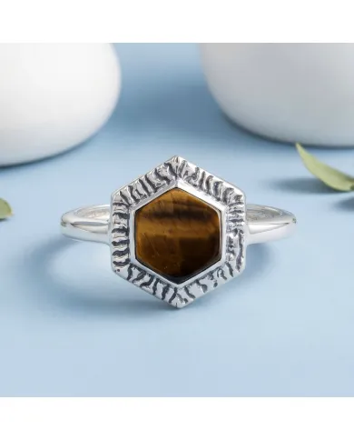Tiger Eye Ring 925 Sterling Silver Handmade Solitaire Gemstone Jewelry