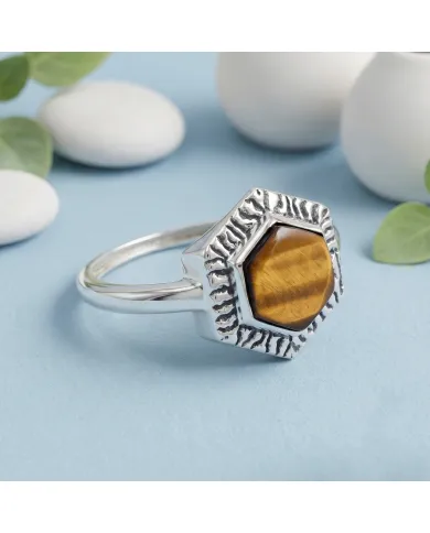 Tiger Eye Ring 925 Sterling Silver Handmade Solitaire Gemstone Jewelry