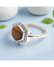 Tiger Eye Ring 925 Sterling Silver Handmade Solitaire Gemstone Jewelry