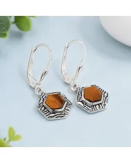 Tiger Eye Gemstone Dangle Earrings - 925 Sterling Silver Jewelry for Her