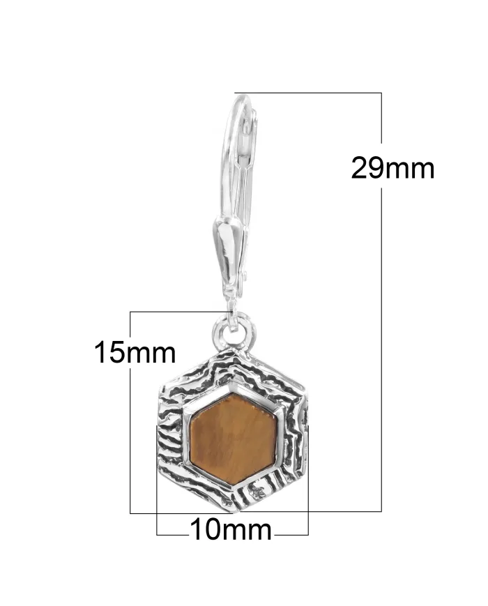 Tiger Eye Gemstone Dangle Earrings - 925 Sterling Silver Jewelry for Her
