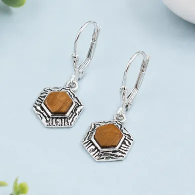 Tiger Eye Gemstone Dangle Earrings - 925 Sterling Silver Jewelry for Her