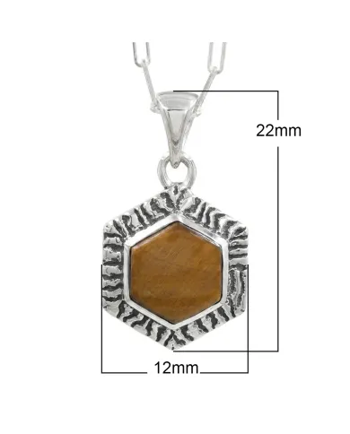 Tiger Eye Gemstone Pendant Necklace in 925 Sterling Silver Chain