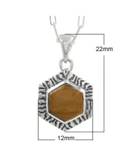 Tiger Eye Gemstone Pendant Necklace in 925 Sterling Silver Chain