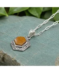 Tiger Eye Gemstone Pendant Necklace in 925 Sterling Silver Chain