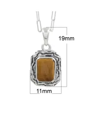 925 Sterling Silver Tiger Eye Pendant – Handmade Dainty Jewelry for Her