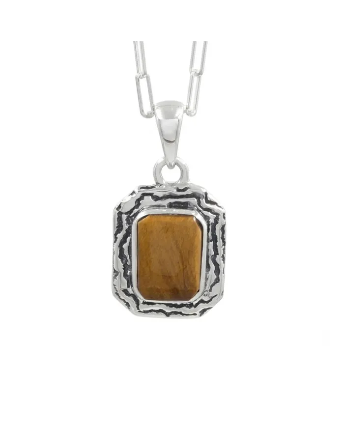 925 Sterling Silver Tiger Eye Pendant – Handmade Dainty Jewelry for Her