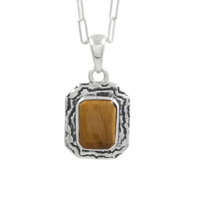 925 Sterling Silver Tiger Eye Pendant – Handmade Dainty Jewelry for Her