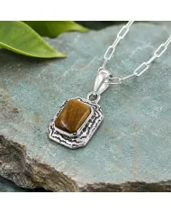925 Sterling Silver Tiger Eye Pendant – Handmade Dainty Jewelry for Her