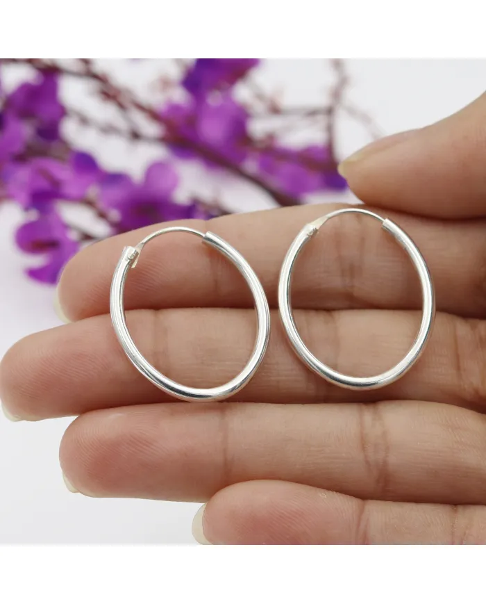 925 Sterling Silver Handmade Hoop Earrings – Minimal Everyday Jewelry