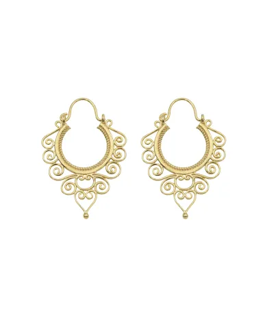 18K Gold Plated Brass Filigree Dangle Earrings – Elegant Boho Jewelry