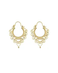 18K Gold Plated Brass Filigree Dangle Earrings – Elegant Boho Jewelry
