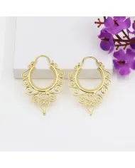 18K Gold Plated Brass Filigree Dangle Earrings – Elegant Boho Jewelry