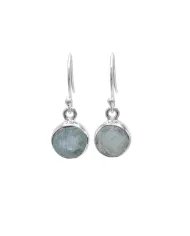 Raw Aquamarine Gemstone Sterling Silver Earrings - Handmade Dangle Jewelry