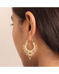 18K Gold Plated Brass Filigree Dangle Earrings – Elegant Boho Jewelry