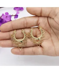 18K Gold Plated Brass Filigree Dangle Earrings – Elegant Boho Jewelry