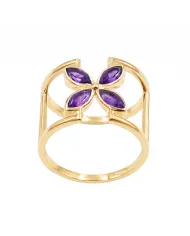 Pear-Shaped Amethyst Ring - 925 Sterling Silver Gemstone Jewelry