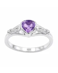 Pear-Shaped Amethyst Ring - 925 Sterling Silver Gemstone Jewelry