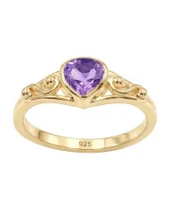 Pear-Shaped Amethyst Ring - 925 Sterling Silver Gemstone Jewelry