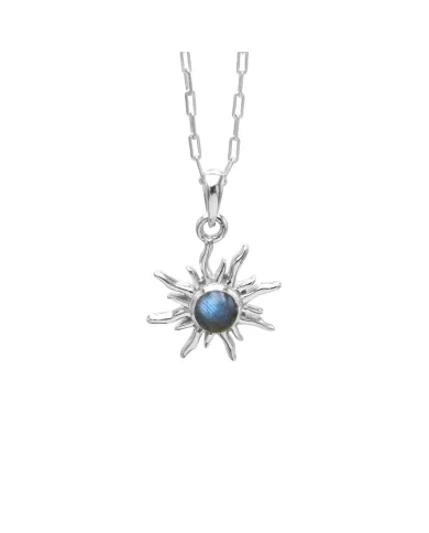 Labradorite Sunburst Pendant Necklace - 925 Sterling Silver Jewelry