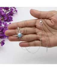 Arizona Turquoise Sunburst Pendant Necklace in 925 Sterling Silver