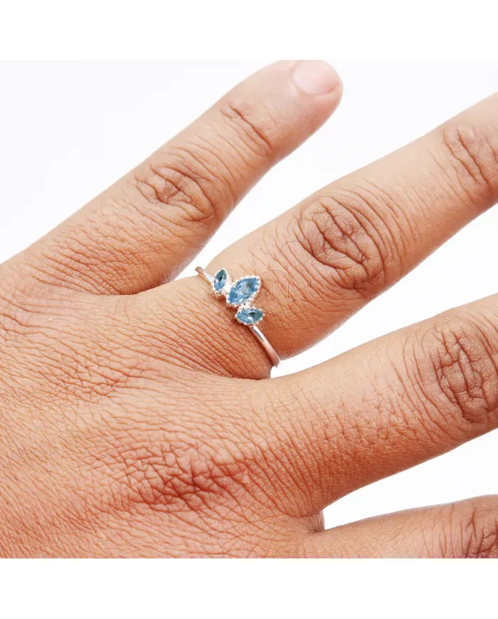 Tanzanite Ring 925 Sterling Silver - Handmade Marquise Cut Gemstone