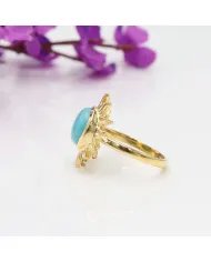 Arizona Turquoise Sunburst Ring - Handmade Gold Plated 925 Silver Jewelry