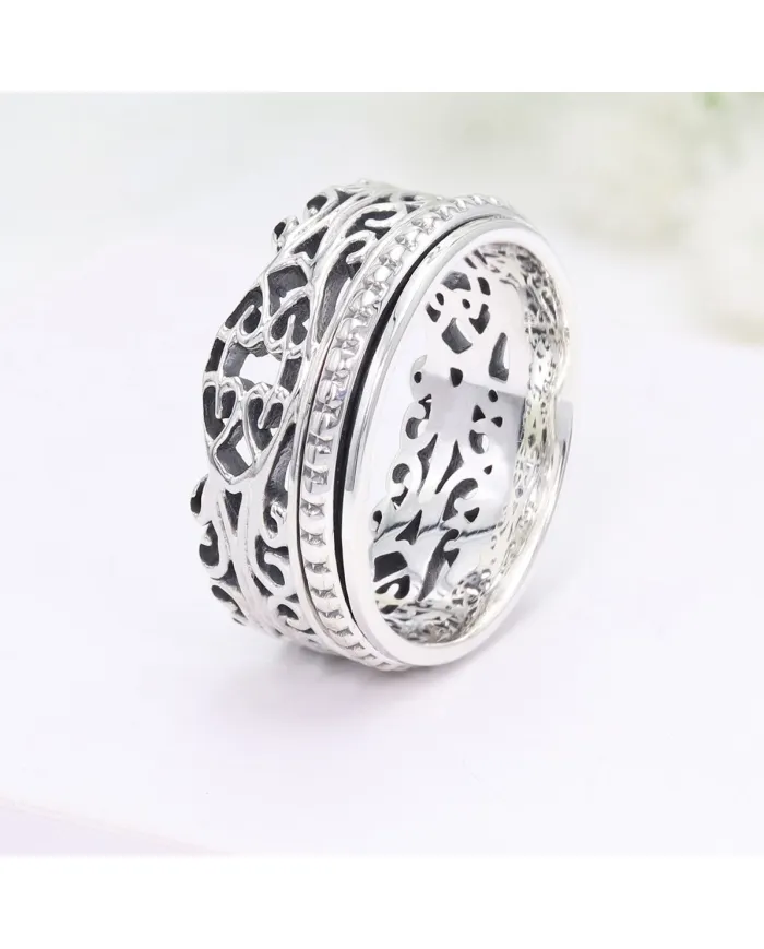 925 Sterling Silver Handmade Fidget Anxiety Thumb Band Spinner Ring