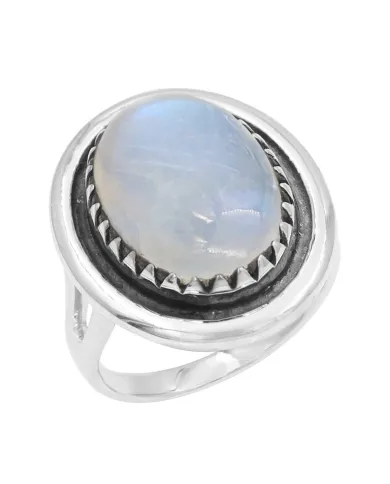 Oval Moonstone Ring in 925 Sterling Silver | Handmade Boho Jewelry
