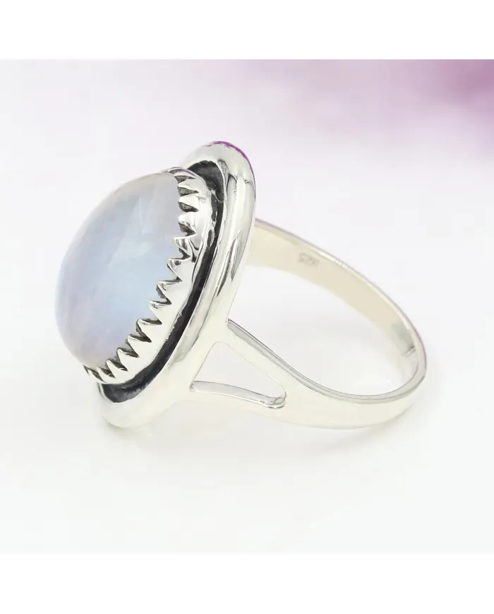 Oval Moonstone Ring in 925 Sterling Silver | Handmade Boho Jewelry