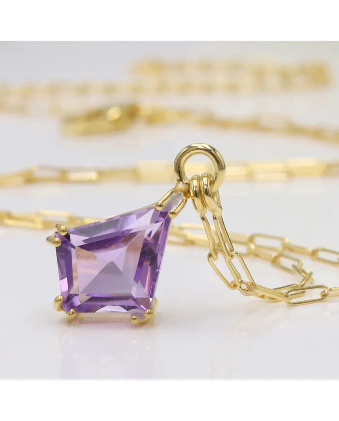 Amethyst Pendant in Gold-Plated 925 Sterling Silver | Handmade Jewelry