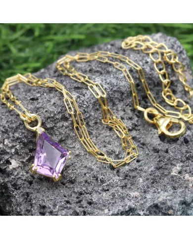 Amethyst Pendant in Gold-Plated 925 Sterling Silver | Handmade Jewelry