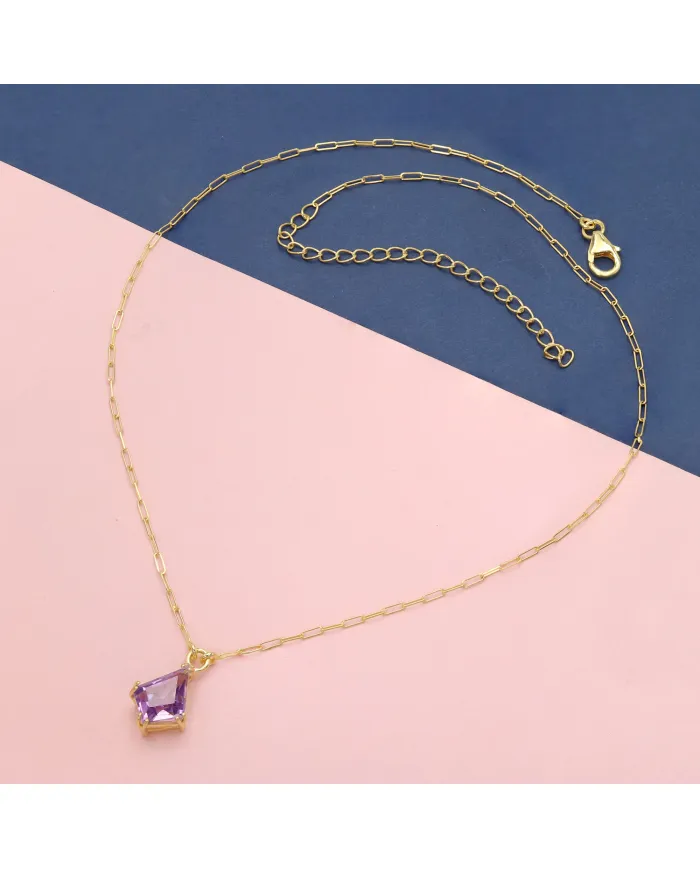 Amethyst Pendant in Gold-Plated 925 Sterling Silver | Handmade Jewelry