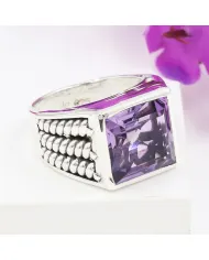 Amethyst Men's Ring – Handmade 925 Sterling Silver Statement Jewelry