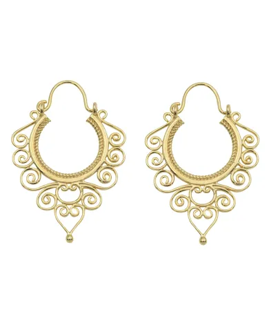 18K Gold Plated Brass Filigree Dangle Earrings – Elegant Boho Jewelry
