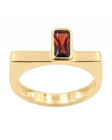 18K Gold Plated Sterling Silver Garnet Ring Handmade Jewelry