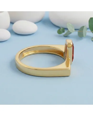18K Gold Plated Sterling Silver Garnet Ring Handmade Jewelry