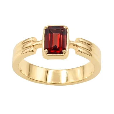 Garnet Ring 18k Gold Plated - 925 Sterling Silver Handmade Gift for Her
