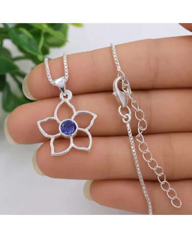 Flower Bloom Tanzanite Pendant | 925 Sterling Silver Handmade Necklace