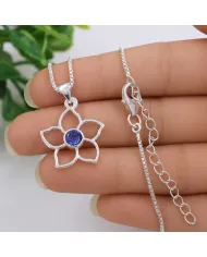 Flower Bloom Tanzanite Pendant | 925 Sterling Silver Handmade Necklace