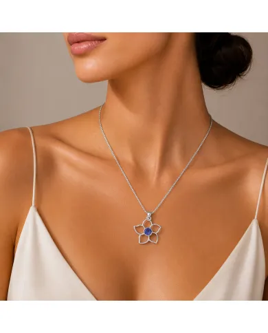 Flower Bloom Tanzanite Pendant | 925 Sterling Silver Handmade Necklace