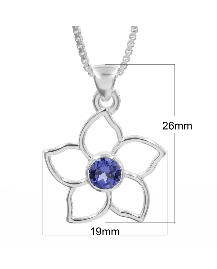 Flower Bloom Tanzanite Pendant | 925 Sterling Silver Handmade Necklace