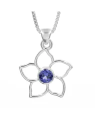 18K Gold Plated Sterling Silver Handmade Flower Bloom Tanzanite Pendant