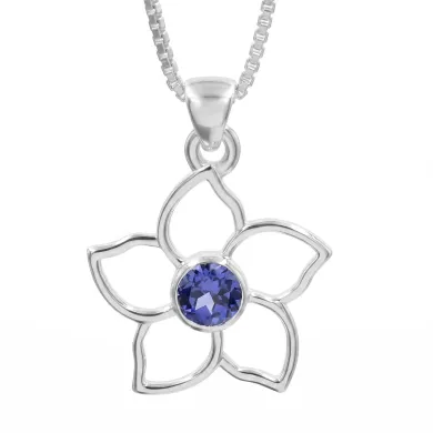 Flower Bloom Tanzanite Pendant | 925 Sterling Silver Handmade Necklace