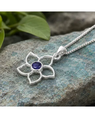 Flower Bloom Tanzanite Pendant | 925 Sterling Silver Handmade Necklace