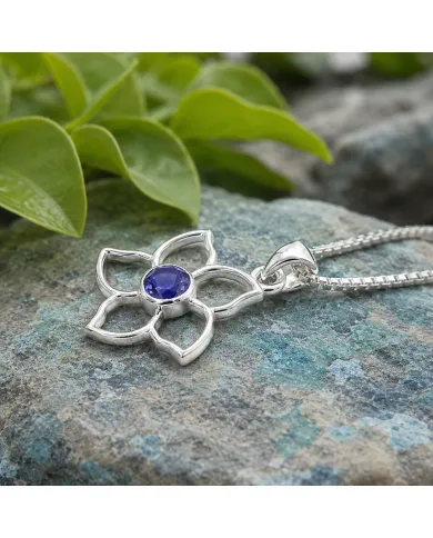 Flower Bloom Tanzanite Pendant | 925 Sterling Silver Handmade Necklace
