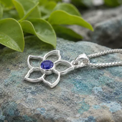 Flower Bloom Tanzanite Pendant | 925 Sterling Silver Handmade Necklace